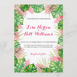 Tropische bladeren waterverf bruiloft uitnodiging