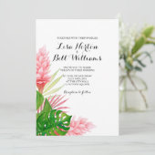 Tropische bladeren waterverf bruiloft uitnodiging (Staand voorkant)