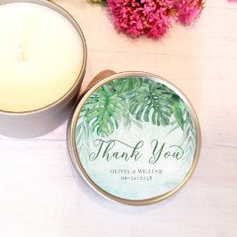 Tropische bladeren Waterverf Dank je huwelijk Ronde Sticker