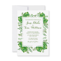 Tropische bladeren waterverf huwelijksuitnodiging