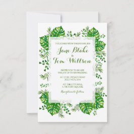 Tropische bladeren waterverf huwelijksuitnodiging kaart