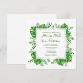 Tropische bladeren waterverf huwelijksuitnodiging kaart (Voorkant / Achterkant)