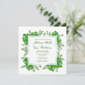 Tropische bladeren waterverf huwelijksuitnodiging kaart (Staand voorkant)