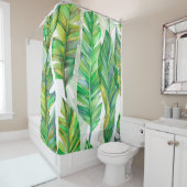 Tropische bladeren: Waterverf naadloos patroon Douchegordijn (In situ)