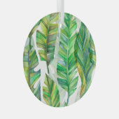 Tropische bladeren: Waterverf naadloos patroon Glas Ornament (Voorkant Rechts)