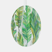 Tropische bladeren: Waterverf naadloos patroon Glas Ornament (Voorkant links)