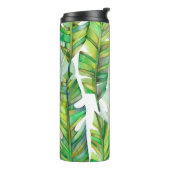 Tropische bladeren: Waterverf naadloos patroon Thermosbeker (Gedraaid links)