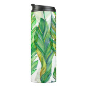 Tropische bladeren: Waterverf naadloos patroon Thermosbeker (Geroteerd rechts)