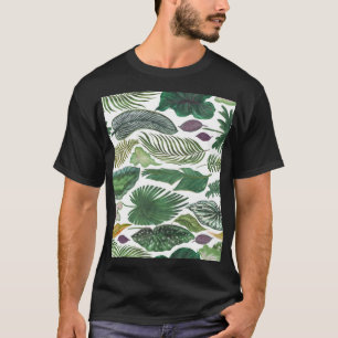 Tropische bladeren: waterverf naadloze achtergrond t-shirt