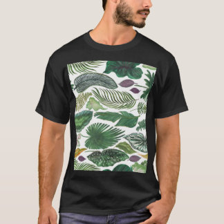 Tropische bladeren: waterverf naadloze achtergrond t-shirt