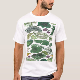Tropische bladeren: waterverf naadloze achtergrond t-shirt