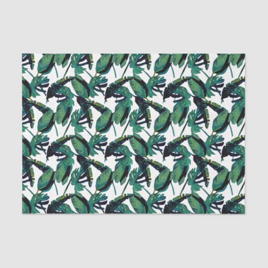 Tropische bladeren Waterverf olievloeistof ontkopp Tissuepapier (Voorkant)