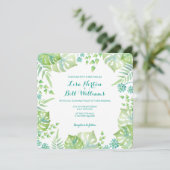 Tropische bladeren waterverf trouwuitnodiging kaart (Staand voorkant)