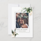 Tropische bladeren Weddenfoto Hartelijk dank Bedankkaart (Voorkant)