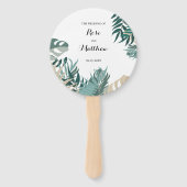 Tropische bladeren Wedding Program Hand Fan Handwaaier (Voorkant)