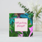 Tropische bladeren, Wil je mijn bloemenmeisje kaar Bedankkaart (Staand voorkant)