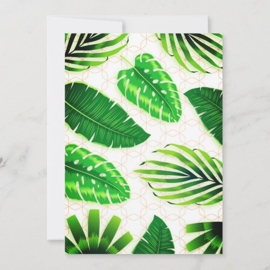 Tropische bladeren Witte Lijst Beach Weddenschap Save The Date (Achterkant)