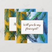 Tropische bladeren,  Zal jij mijn bloemenmeisje zi Bedankkaart (Voorkant / Achterkant)