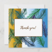 Tropische bladeren,  Zal jij mijn bloemenmeisje zi Bedankkaart (Achterkant)