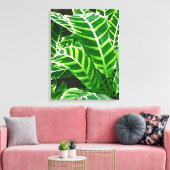 Tropische bladeren, Zebra, donkergroen Canvas Afdruk (Insitu (Woonkamer))