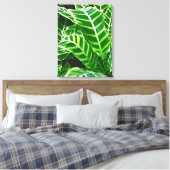 Tropische bladeren, Zebra, donkergroen Canvas Afdruk (Insitu (Slaapkamer))