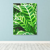 Tropische bladeren, Zebra, donkergroen Canvas Afdruk (Insitu (Houten vloer))