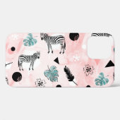 Tropische bladeren Zebra's Stropdas-kleurstofpatro Case-Mate iPhone Case (Achterkant (horizontaal))