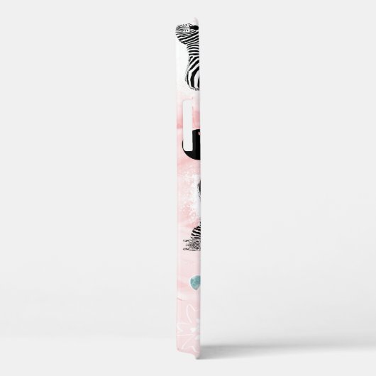 Tropische bladeren Zebra's Stropdas-kleurstofpatro Case-Mate iPhone Case (Achterkant / Rechts)