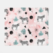 Tropische bladeren Zebra's Stropdas-kleurstofpatro Fleece Deken (Voorkant (Horizontaal))
