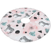 Tropische bladeren Zebra's Stropdas-kleurstofpatro Kerstboom Rok (Gekanteld)