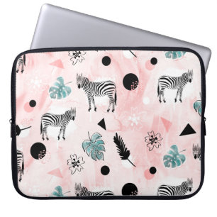 Tropische bladeren Zebra's Stropdas-kleurstofpatro Laptop Sleeve