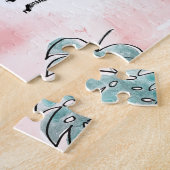 Tropische bladeren Zebra's Stropdas-kleurstofpatro Legpuzzel (Zijkant)