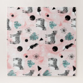 Tropische bladeren Zebra's Stropdas-kleurstofpatro Legpuzzel (Horizontaal)