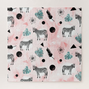 Tropische bladeren Zebra's Stropdas-kleurstofpatro Legpuzzel