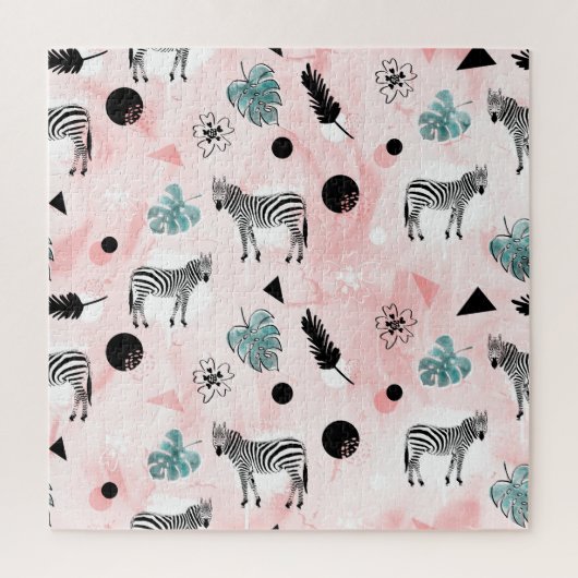 Tropische bladeren Zebra's Stropdas-kleurstofpatro Legpuzzel (Verticaal)