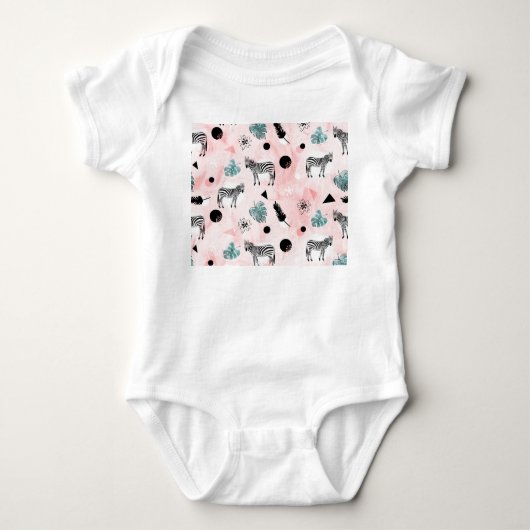 Tropische bladeren Zebra's Stropdas-kleurstofpatro Romper (Voorkant)