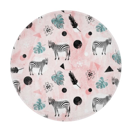 Tropische bladeren Zebra's Stropdas-kleurstofpatro Snijplank (Voorkant)