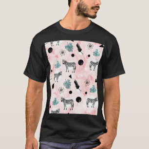 Tropische bladeren Zebra's Stropdas-kleurstofpatro T-shirt