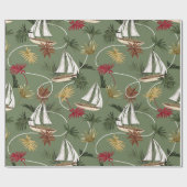 tropische bladeren, zee van zeezeiltouw cadeaupapier (Vlak)