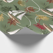 tropische bladeren, zee van zeezeiltouw cadeaupapier (Hoek)