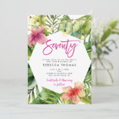 Tropische bladeren zeventig verjaardagsfeestuitnod kaart (Staand voorkant)