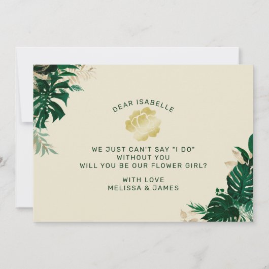 Tropische Bladeren Zijn Ons Trouwmeisje Voorstelka (Achterkant)