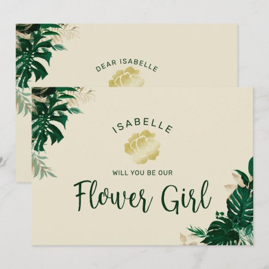 Tropische Bladeren Zijn Ons Trouwmeisje Voorstelka (Voorkant / Achterkant)
