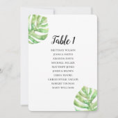 Tropische bladeren, zitvlak. Exotisch trouwplan Kaart (Voorkant)