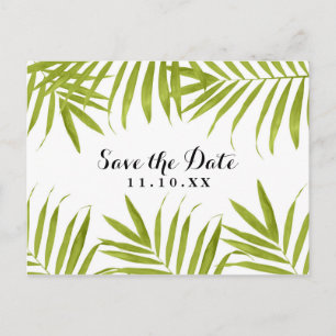 Tropische Bladeren Zomer Bruiloft Save the Date Aankondigingskaart