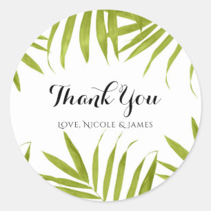 Tropische Bladeren Zomer Elegant Trouwgeschenk Ronde Sticker