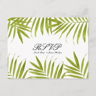 Tropische Bladeren Zomer Elegante Trouw RSVP Uitnodiging Briefkaart