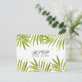 Tropische Bladeren Zomer Elegante Trouw RSVP Uitnodiging Briefkaart (Staand voorkant)