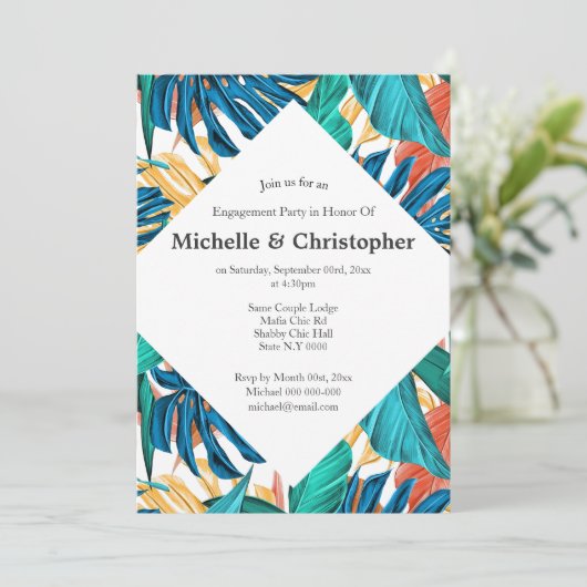 Tropische bladeren zomereiland aloha kleurig kaart (Staand voorkant)