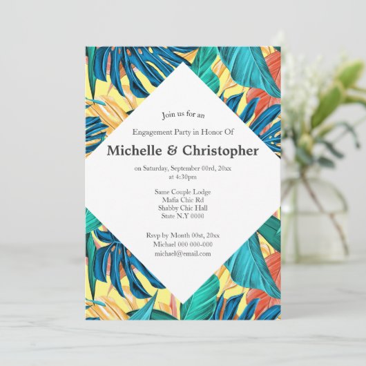 Tropische bladeren zomereiland aloha kleurige citr kaart (Staand voorkant)